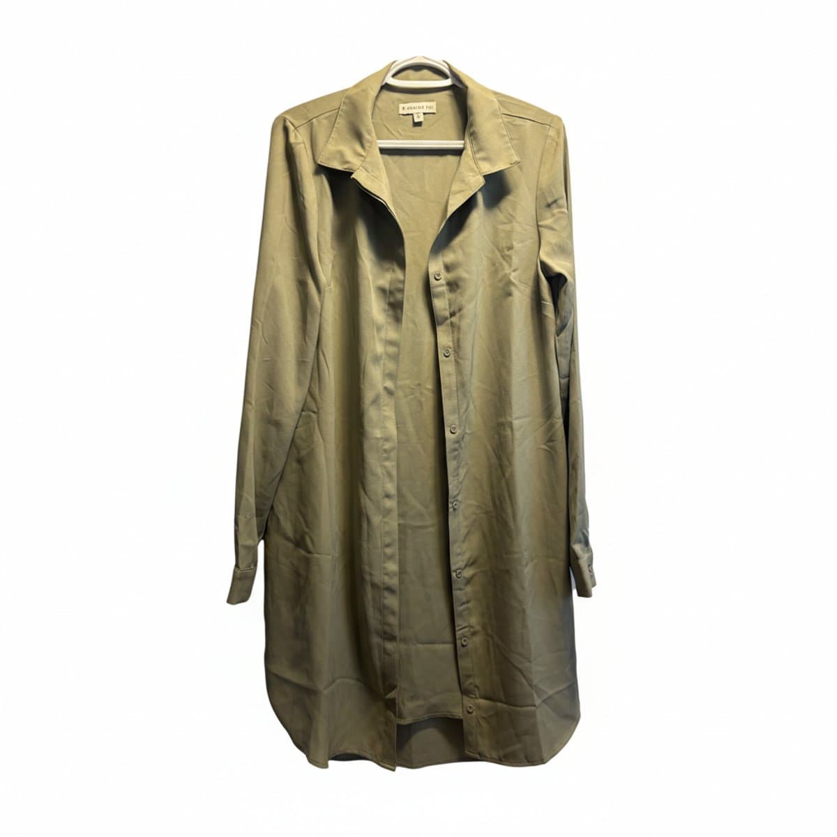 American Tall Elongated Sage Green Button-Down Tunic