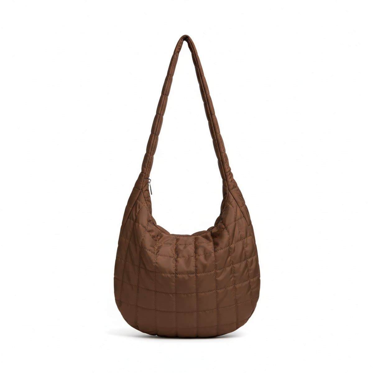 Espresso Quilted Cloud Hobo Bag - Ultra-Lightweight Puffer Style