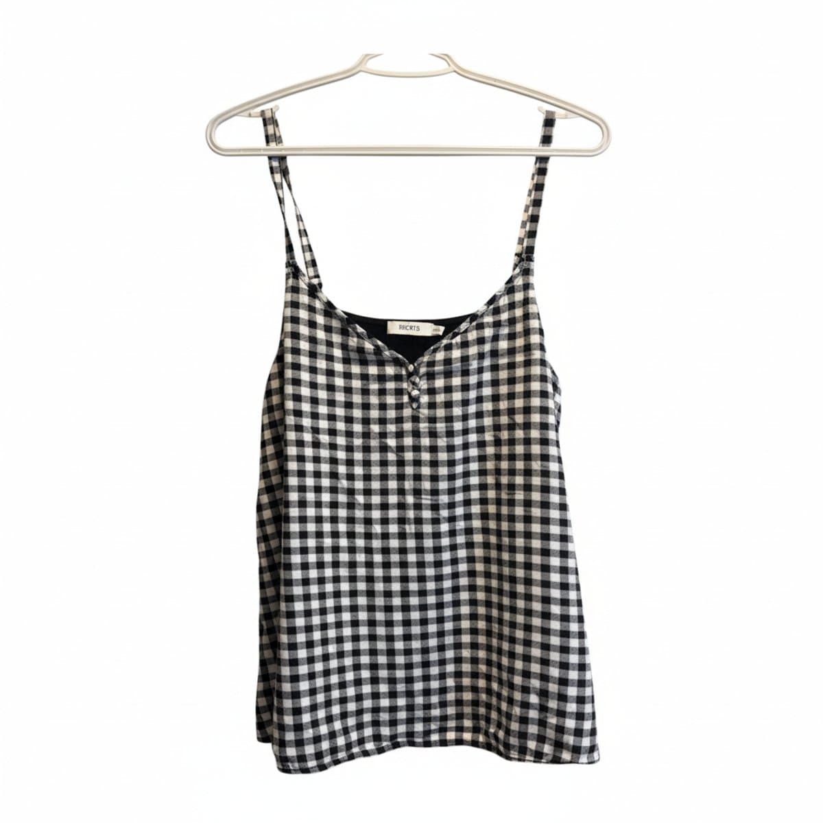 Ricki's Chic Black & White Gingham Button-Detail Camisole