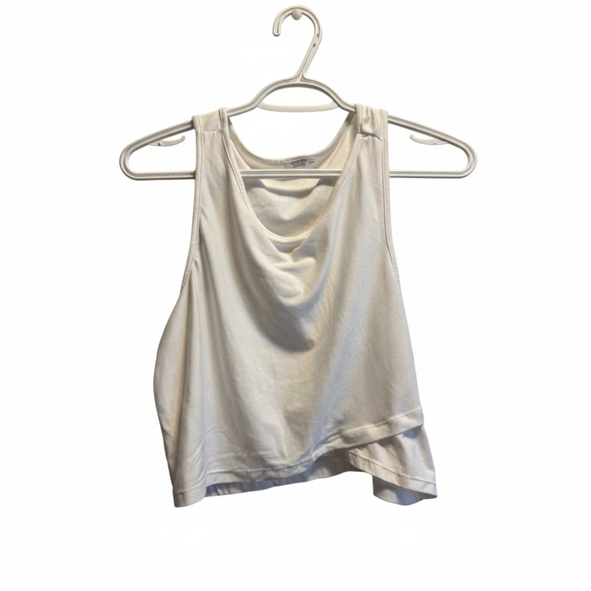 Ardene Basic Sculpted Drape Neck Cropped Tank in Crisp White