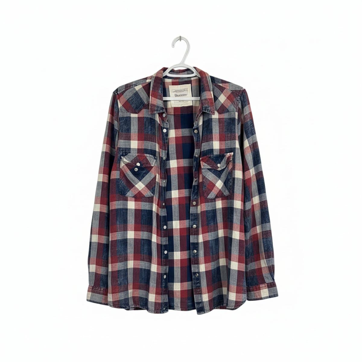Bluenotes Acid-Washed Americana Plaid Western Shirt