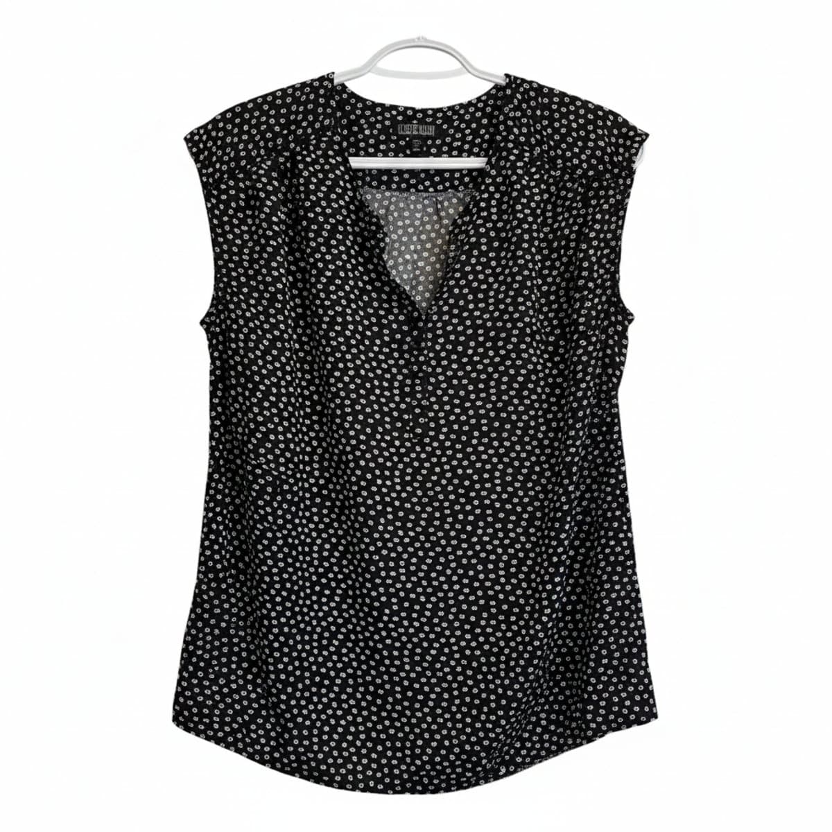 Original Noir & Bone Micro-Dot Sleeveless Shell Blouse
