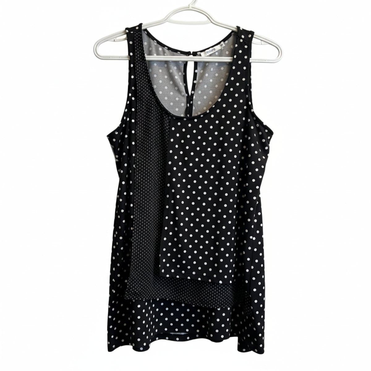 Ricki's Mixed Polka Dot Asymmetric Layered Tank - Black & White