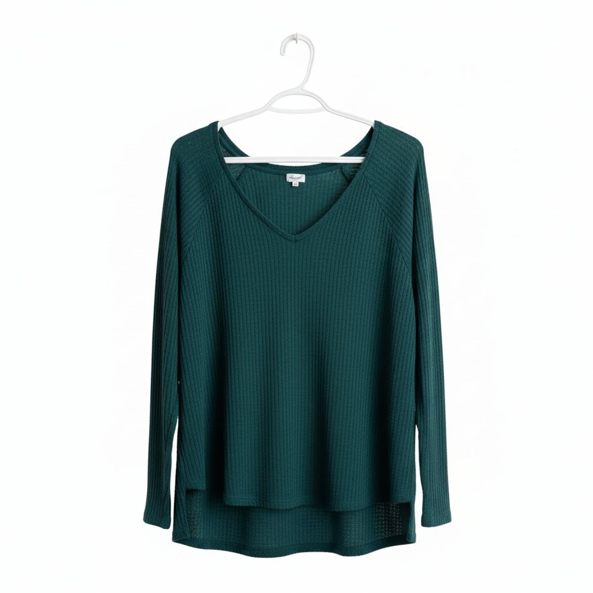 Kismet Forest Green Waffle Knit V-Neck Tunic - Cozy Casual Staple