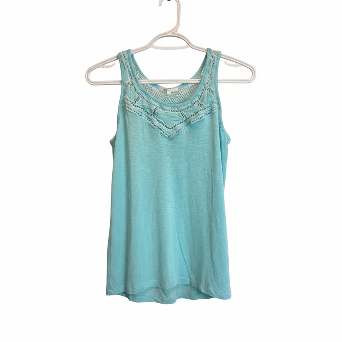 Maurices Ethereal Aqua Crochet-Detail Slub Knit Tank