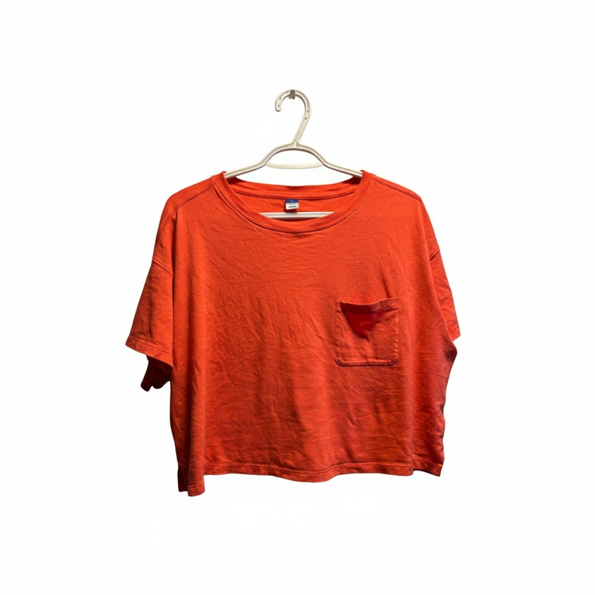 Old Navy Sunset Coral Boxy Cropped Pocket Tee