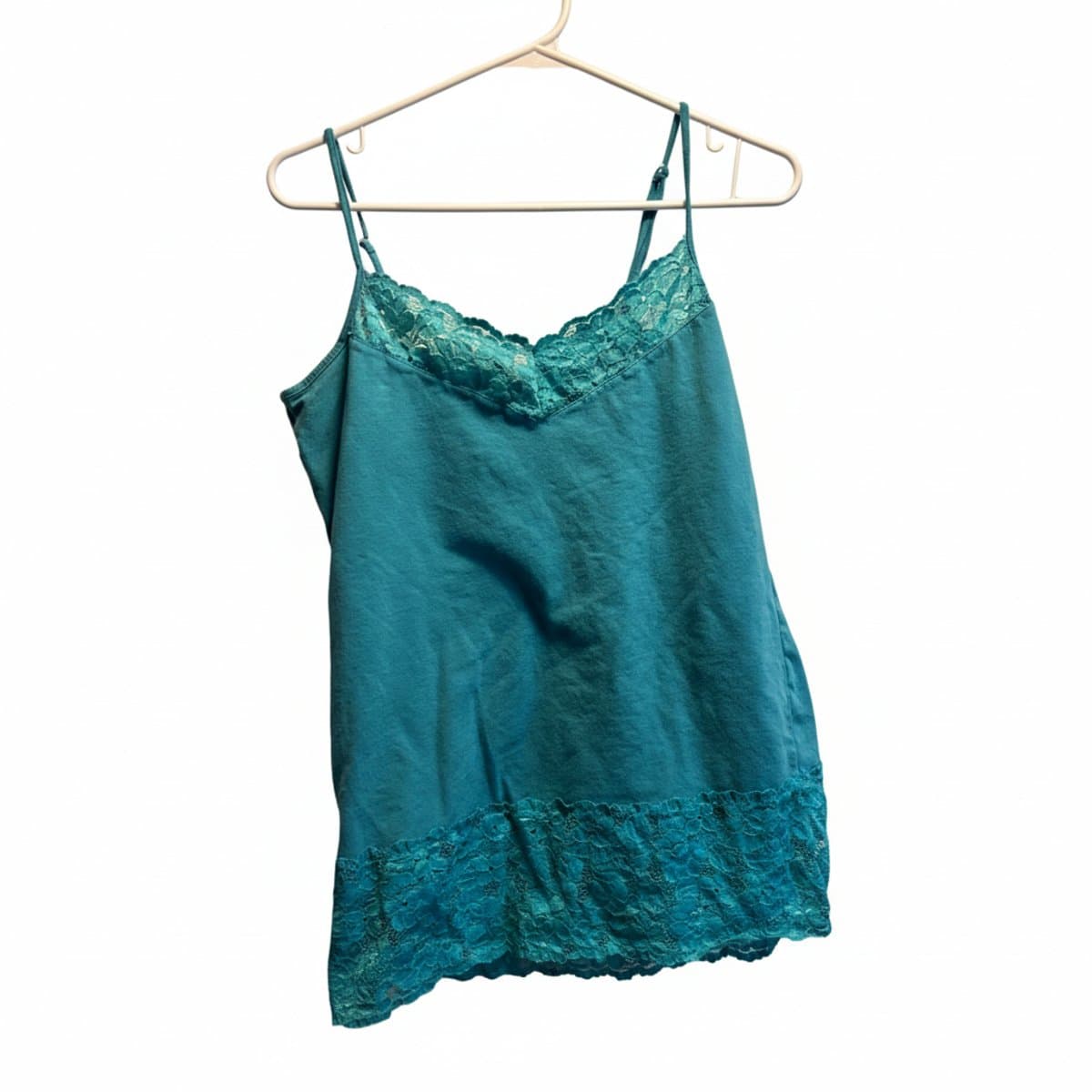 Teal Scalloped Lace-Trim Camisole – Y2K Soft Girl Essential