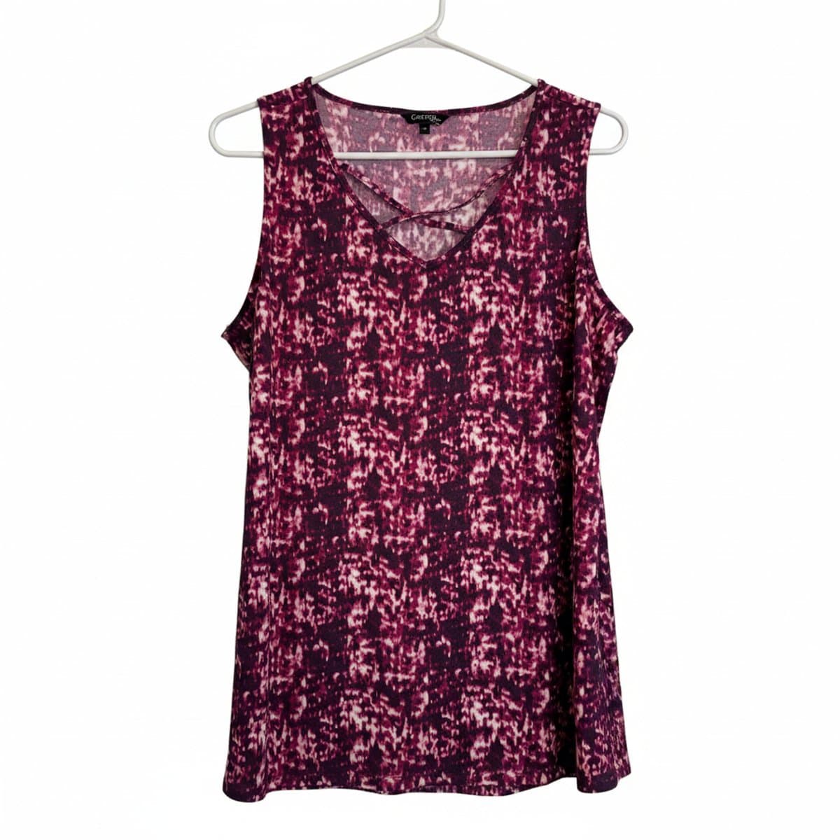 George Abstract Magenta Lattice-Neck Knit Tank