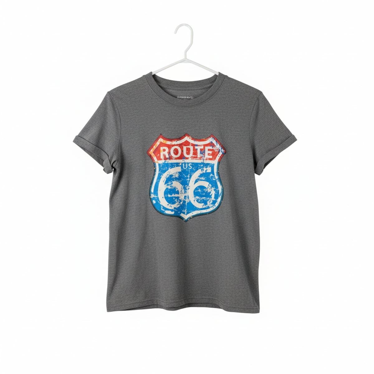 Distressed Route 66 Vintage-Inspired Graphic Tee