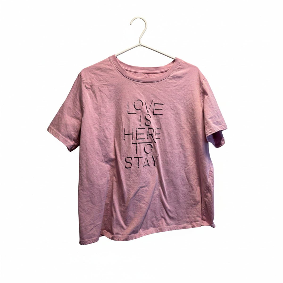 Minimalist 'Love Is Here To Stay' Graphic Tee in Dusty Rose