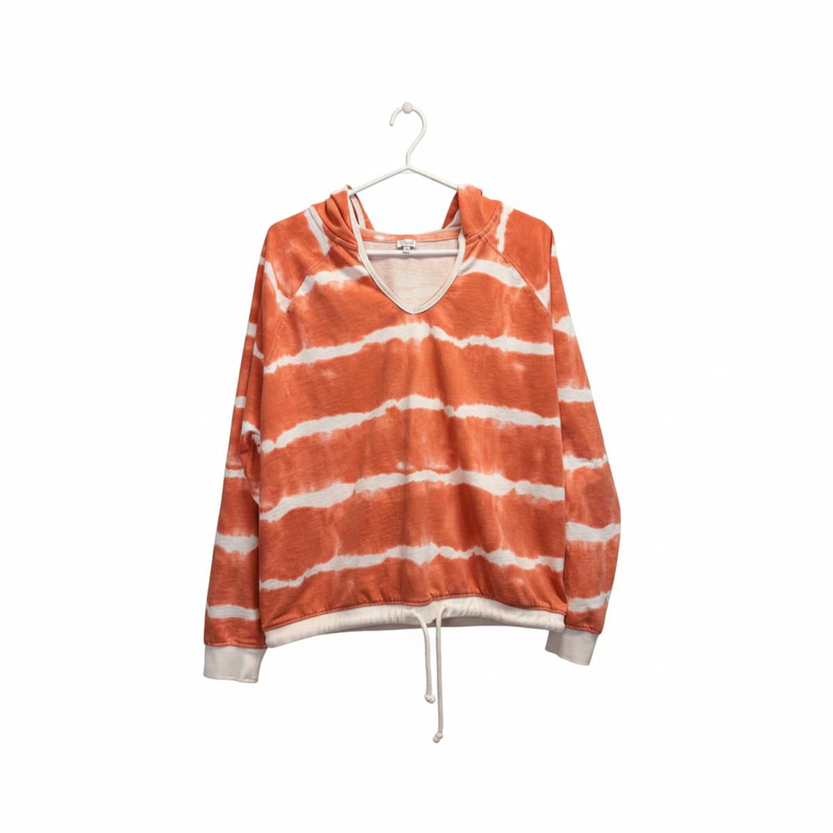XOXO Sunset Stripe Tie-Dye V-Neck Hoodie