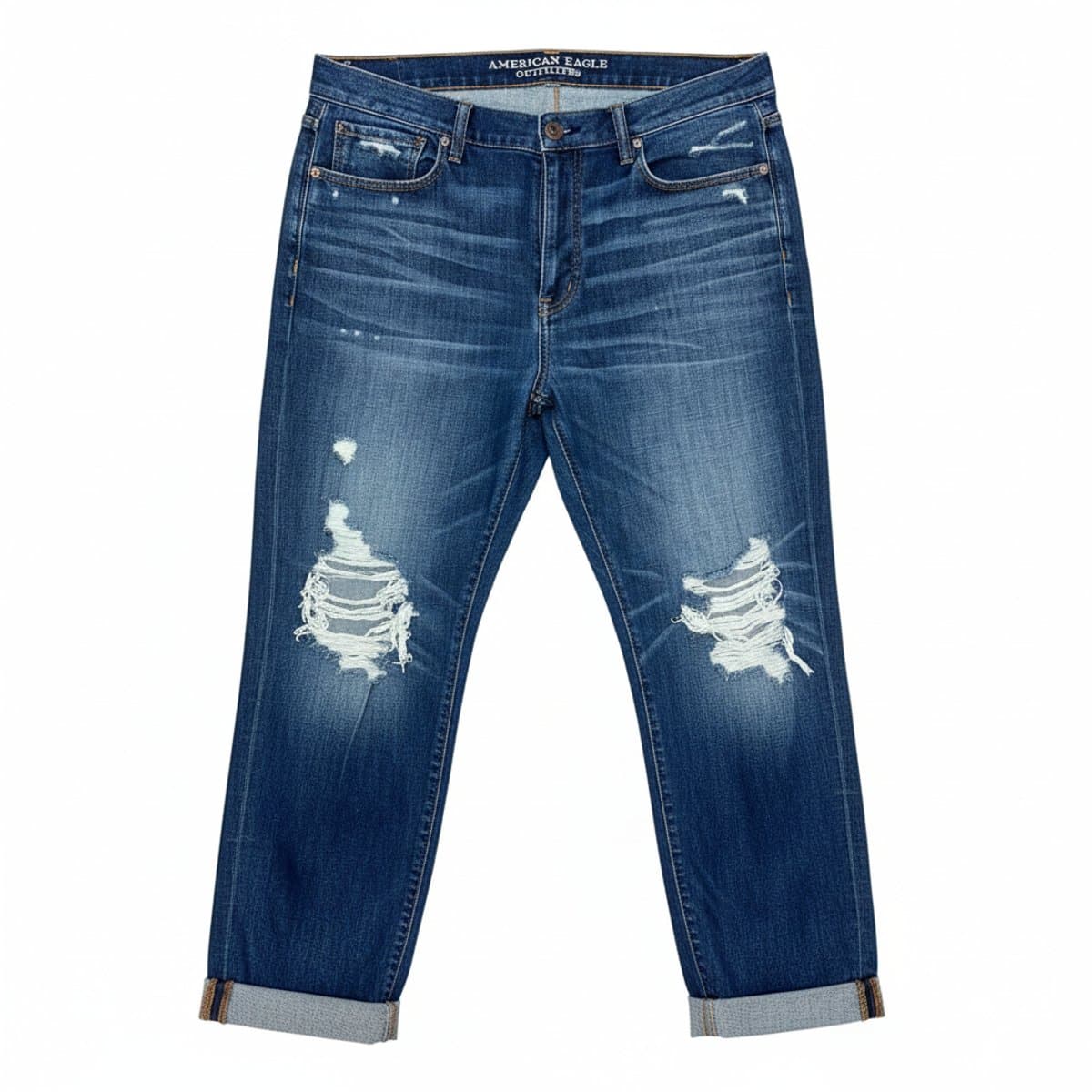 American Eagle Outfitters Distressed Relaxed Fit Indigo Denim