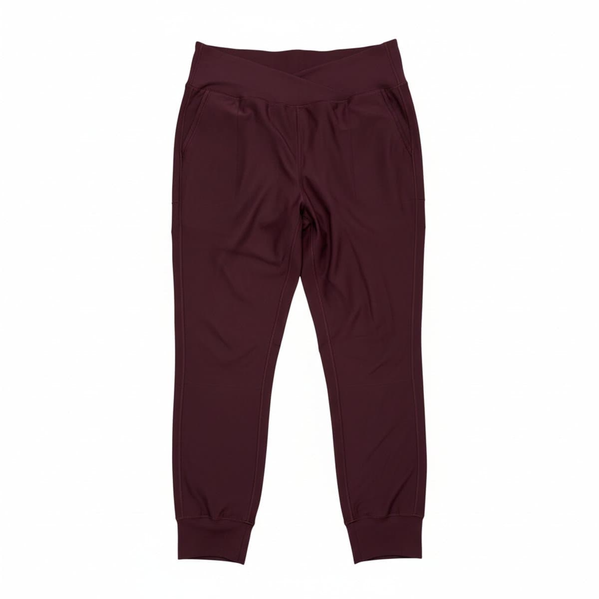 Elevated Crossover Waist Performance Joggers in Deep Merlot