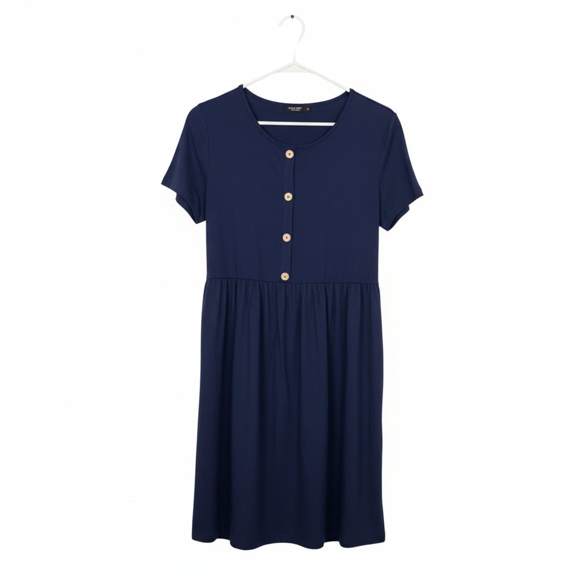 SHEIN CURVY Midnight Navy Button-Accent Jersey Dress