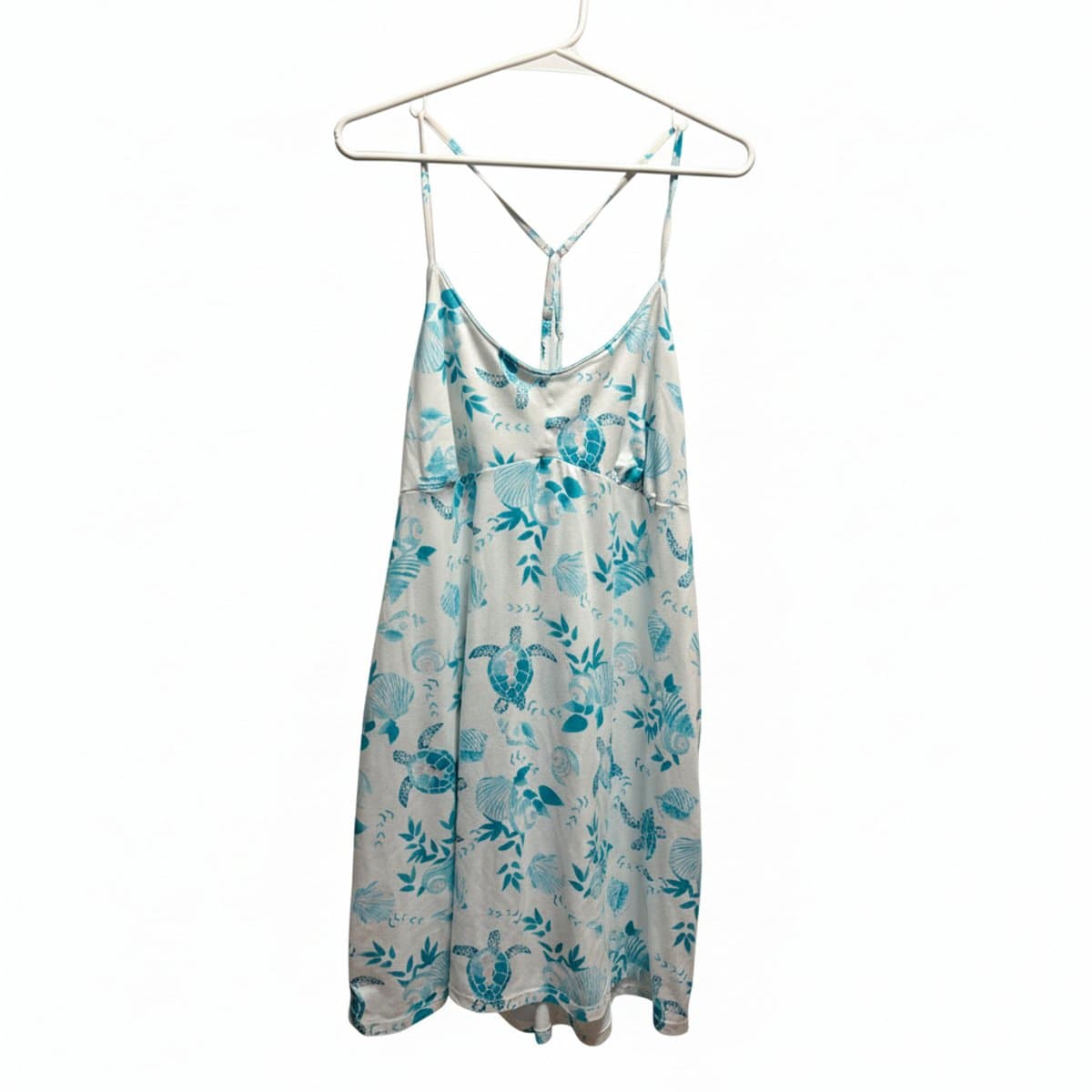 Coastal Serenity: Sea Turtle & Shell Motif Summer Mini Dress
