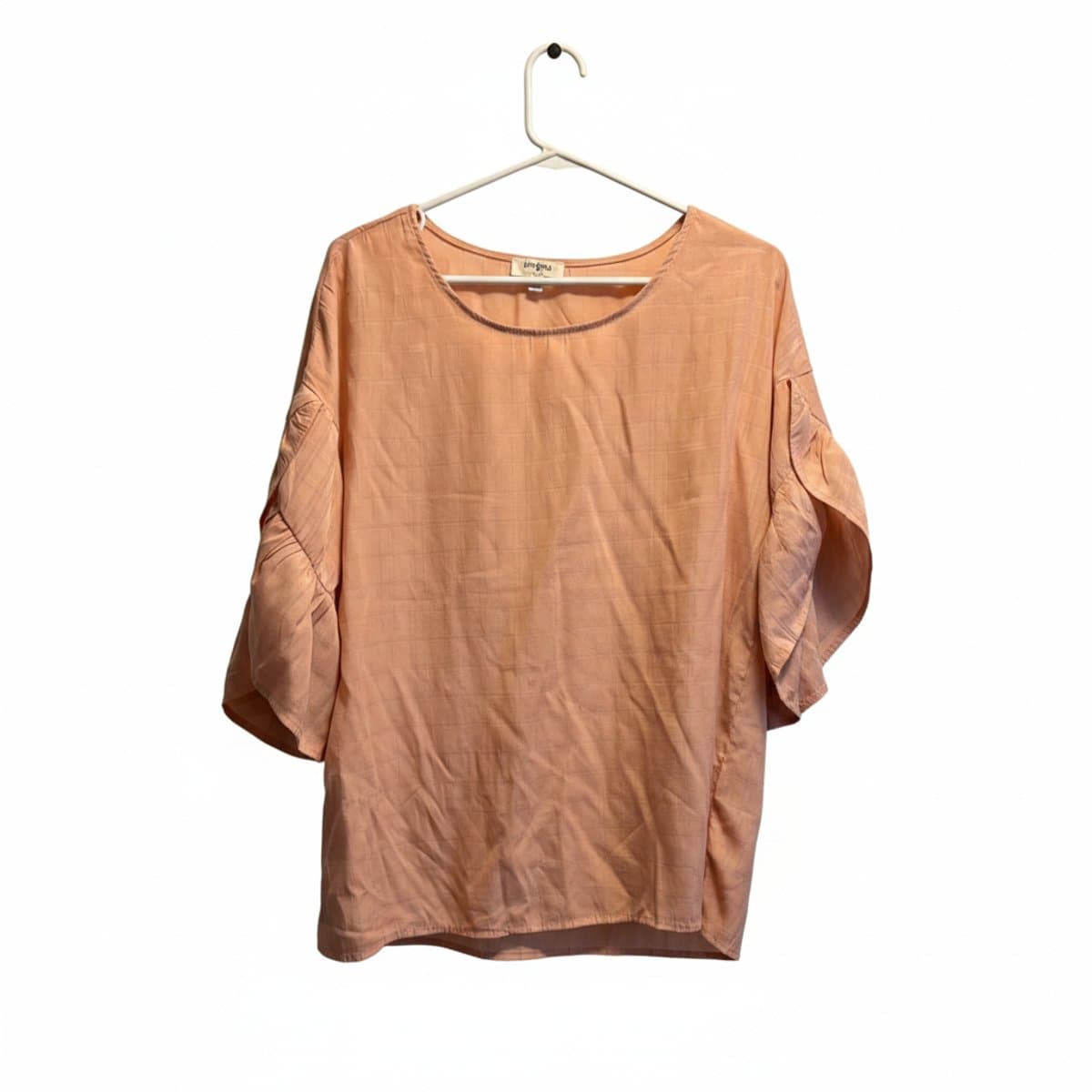 Umgee Effortless Peach Textured Ruffle-Sleeve Blouse