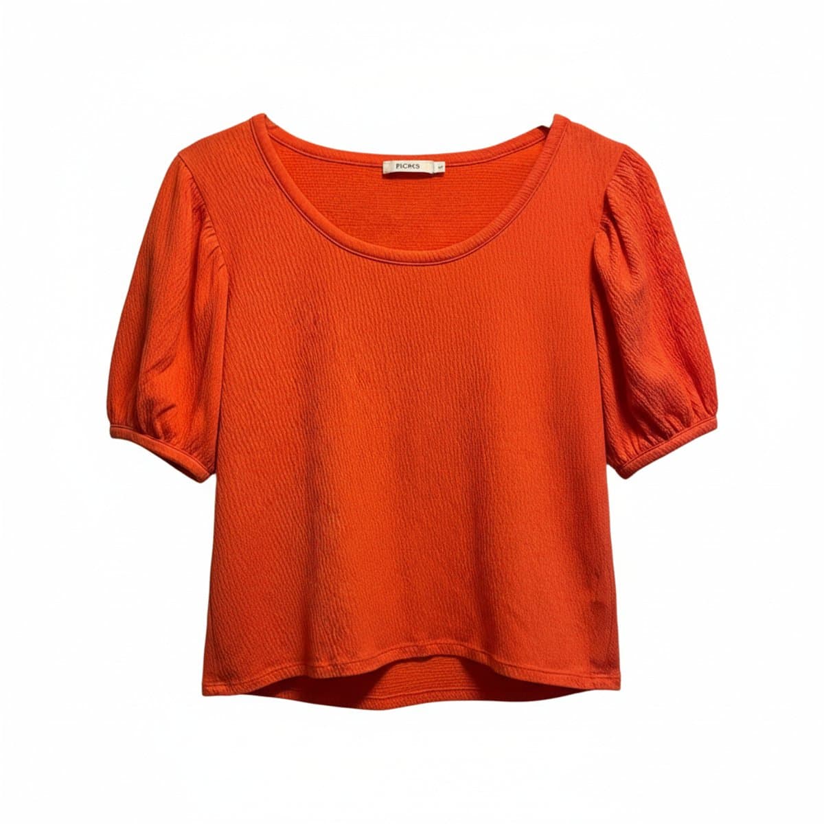 Vibrant Ricki's Sunset Orange Textured Puff Sleeve Top