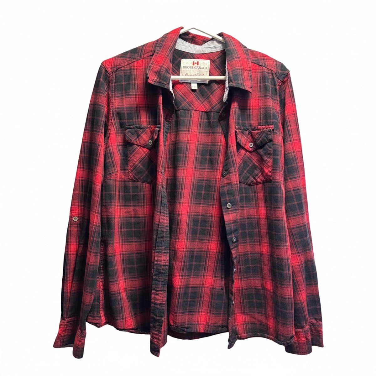 Roots Canada Classic Heritage Red Plaid Flannel Shirt - Size XL