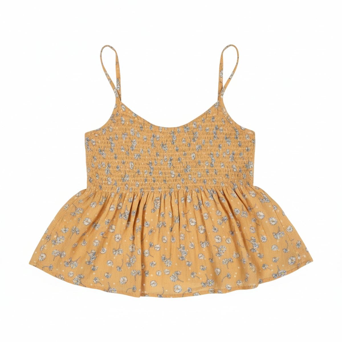 Charming Sunshine Daisy Smocked Peplum Cami