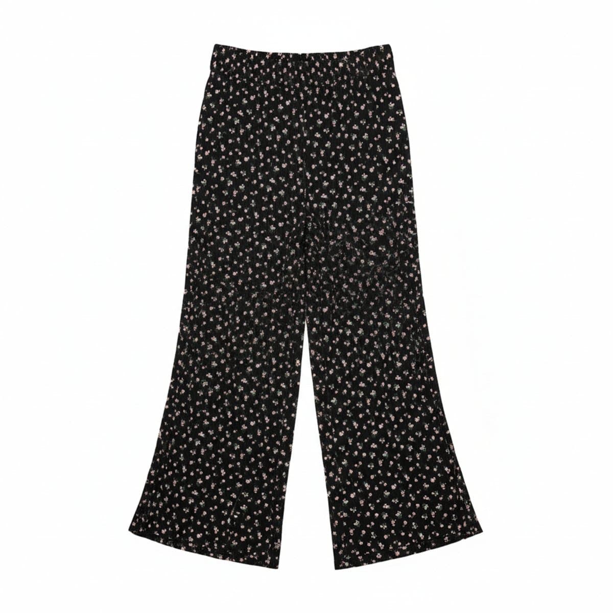 Whimsical Garden High-Waisted Wide-Leg Floral Trousers