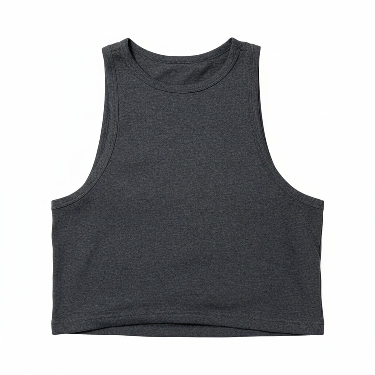 Chic Heathered Charcoal High-Neck Cropped Essential Tank