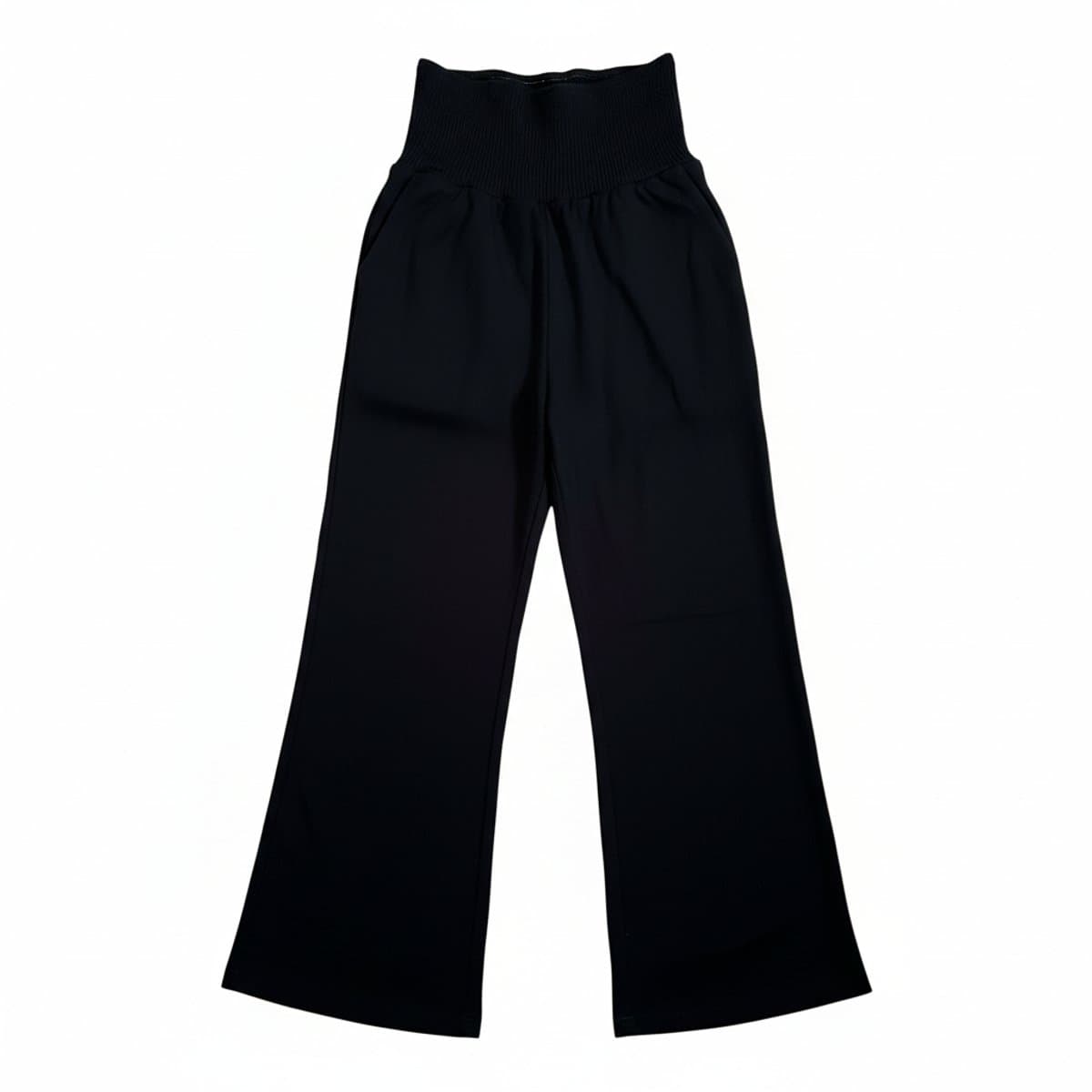 Noir Minimalist Smocked Waist Wide-Leg Trousers