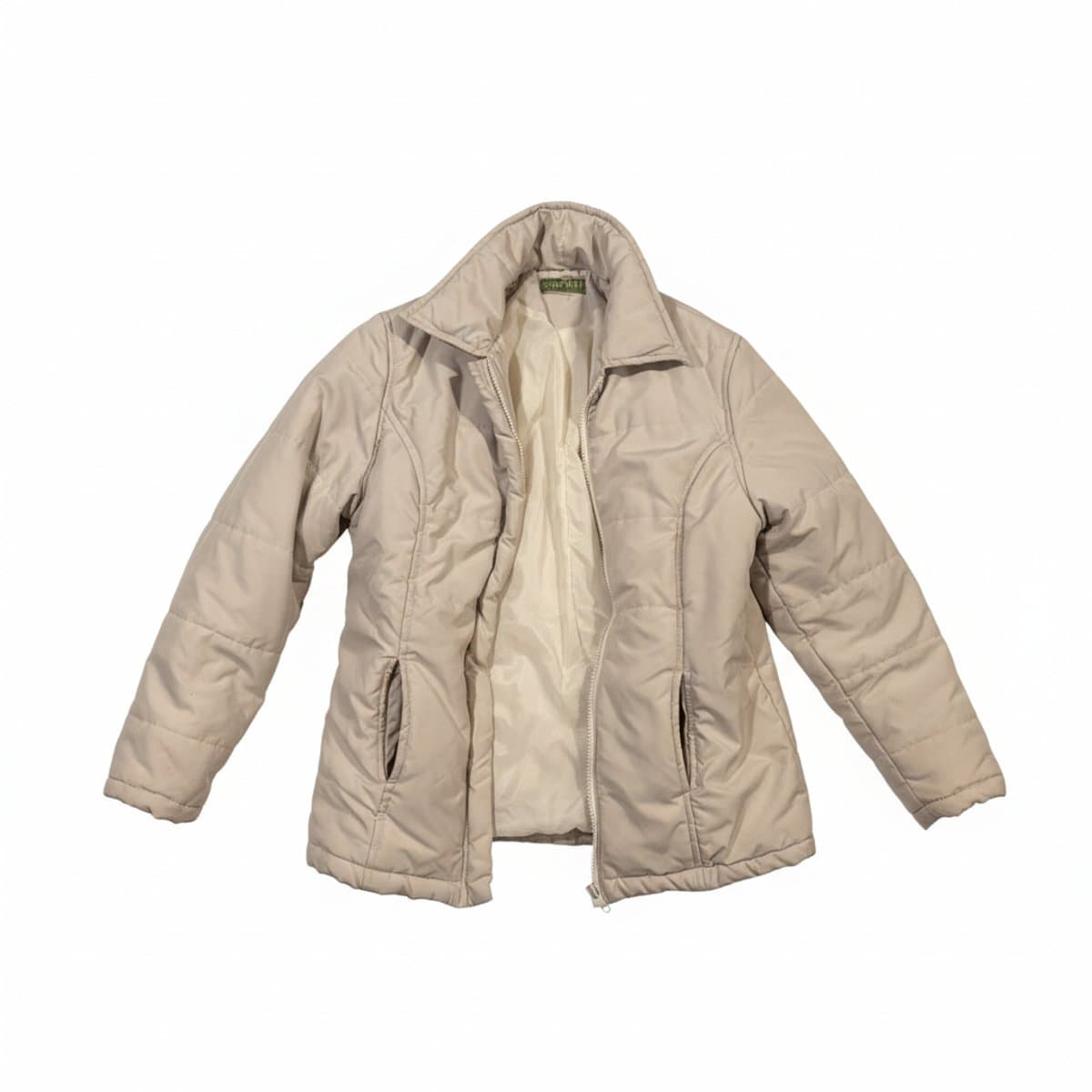 Vintage Esprit Minimalist Cream Quilted Puffer Jacket