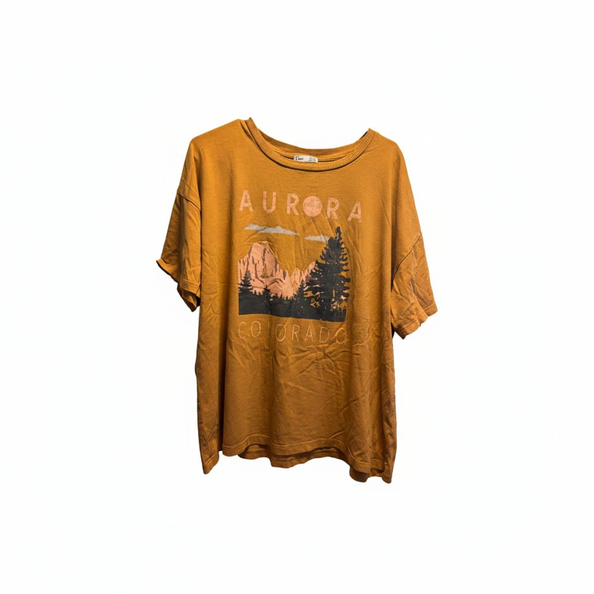 Vintage Dex 'Aurora Colorado' Mountain Graphic Tee in Mustard
