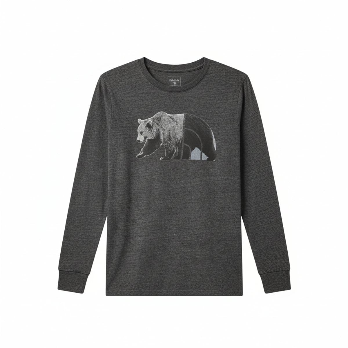 George Heather Charcoal Grizzly Bear Graphic Long Sleeve