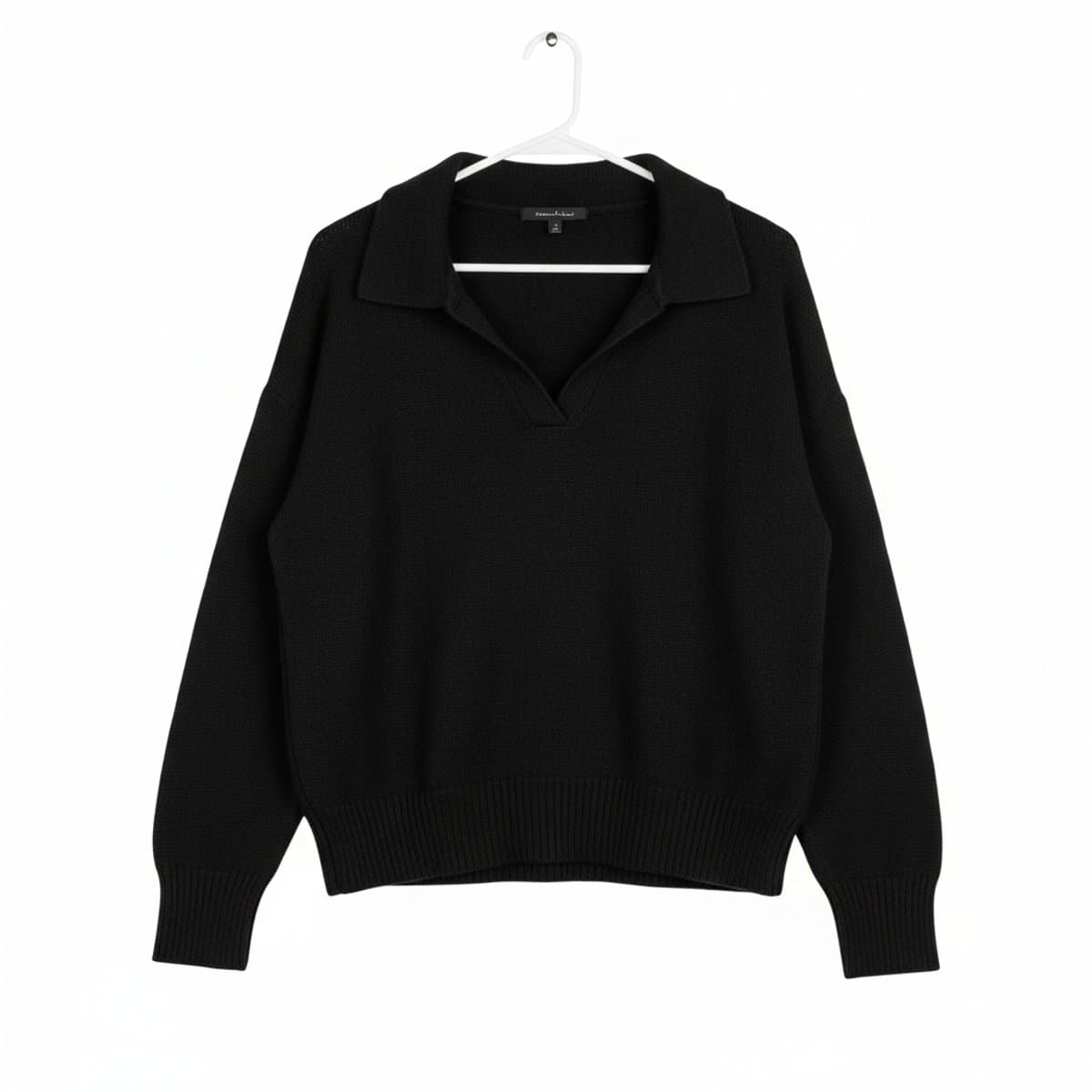 Timeless Noir Knit Polo Sweater by Cotton On
