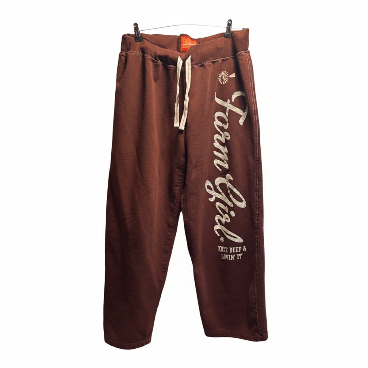 Vintage-Inspired 'Farm Girl' Chocolate Brown Graphic Joggers