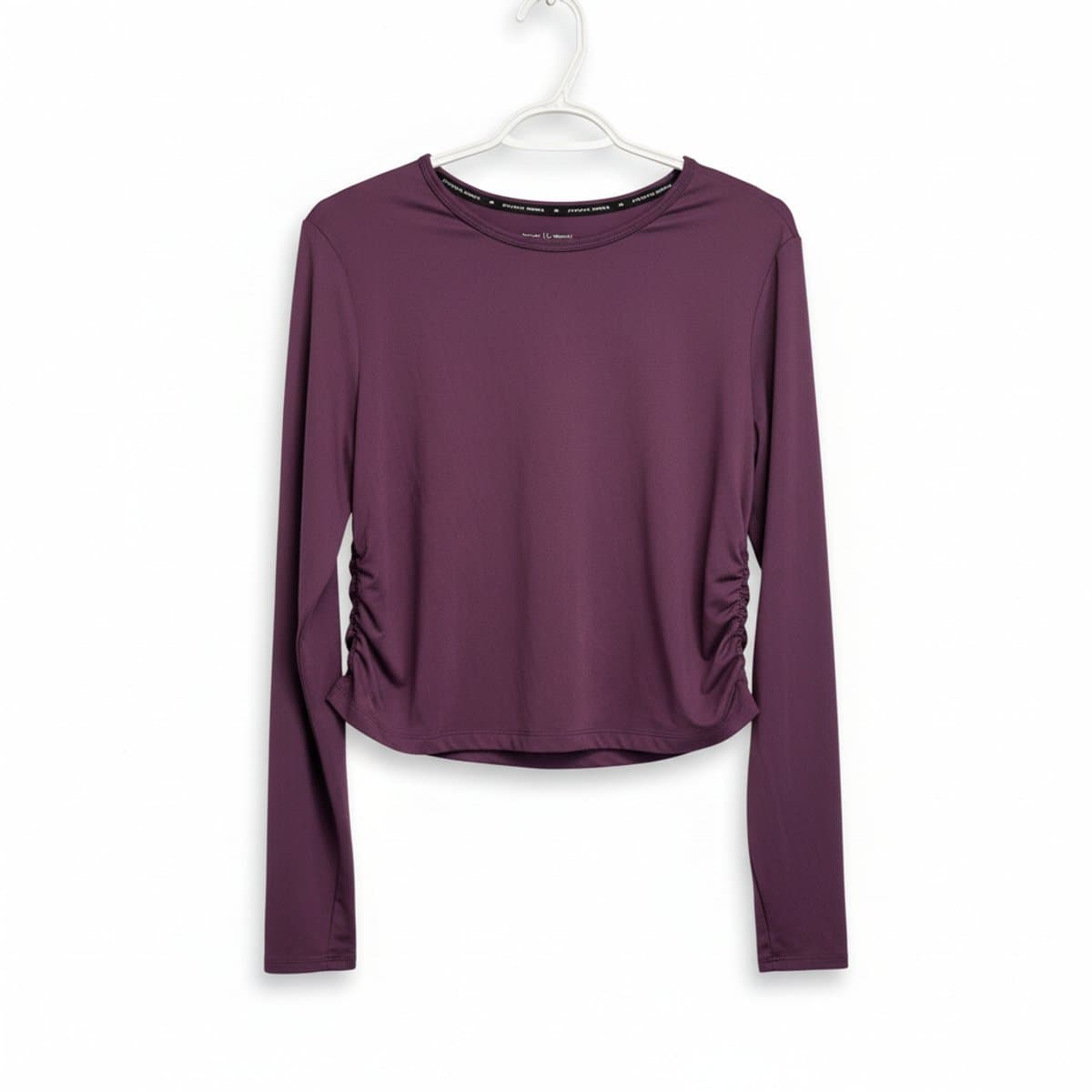 Athletic Works Plum Ruched Side Cropped Performance Top