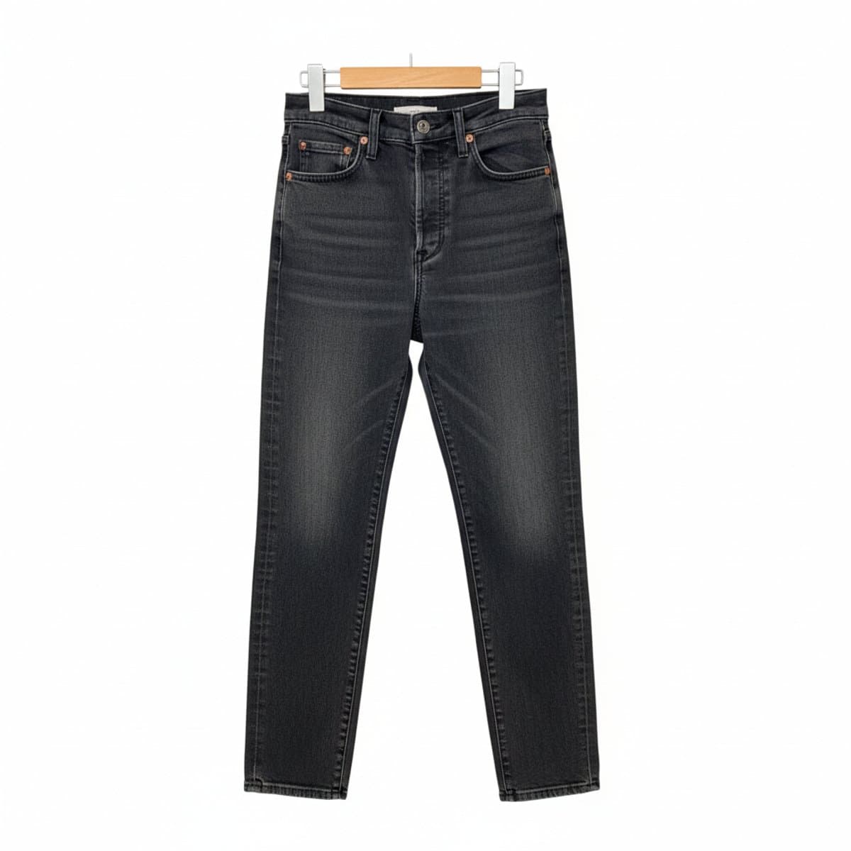 Levi's Classic Washed Black High-Rise Straight Leg Jeans