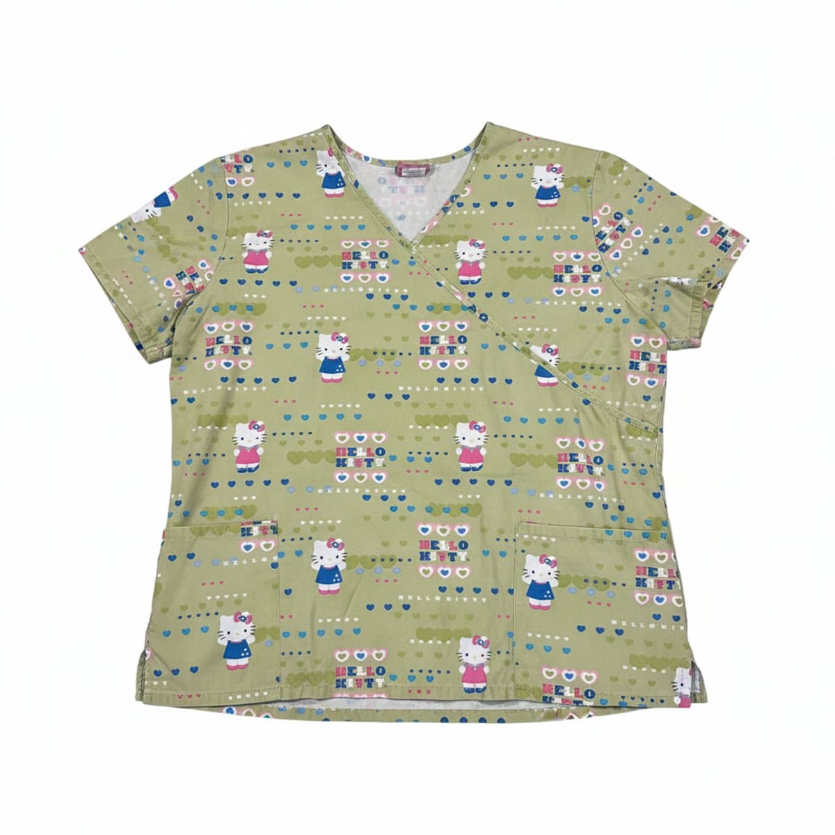 Vintage Hello Kitty Sage Green Scrub Top