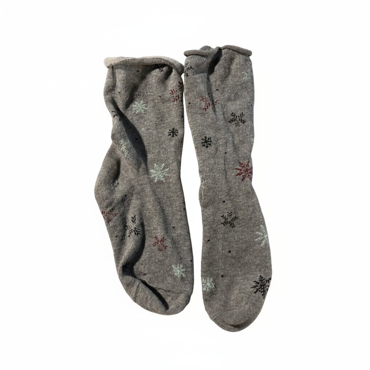 Cozy Heather Grey Snowflake Print Winter Socks