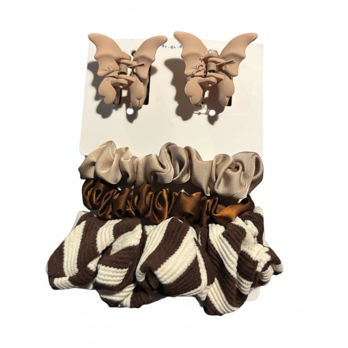 Neutral Aesthetic Butterfly Claw & Satin Scrunchie Set