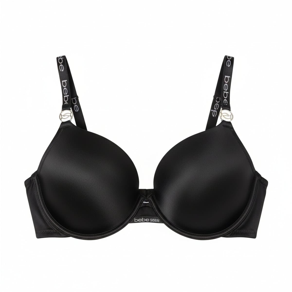Iconic Bebe Black Logo-Strap Push-Up Bra