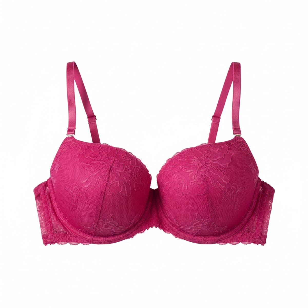 La Senza Beyond Sexy push-up bra in vibrant hot pink lace with gold hardware, size 34D, available at handpicked306 boutique in Carlyle SK.