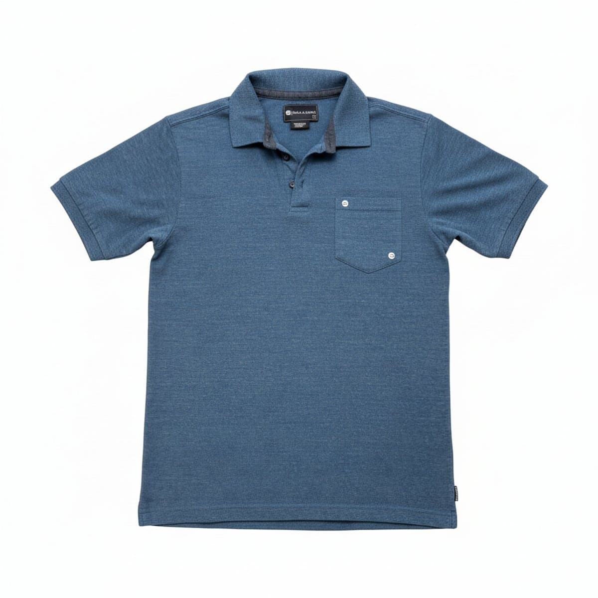 Mens Billabong heathered blue polo shirt with chest pocket, size Large, comfortable casual wear available at handpicked306 boutique.