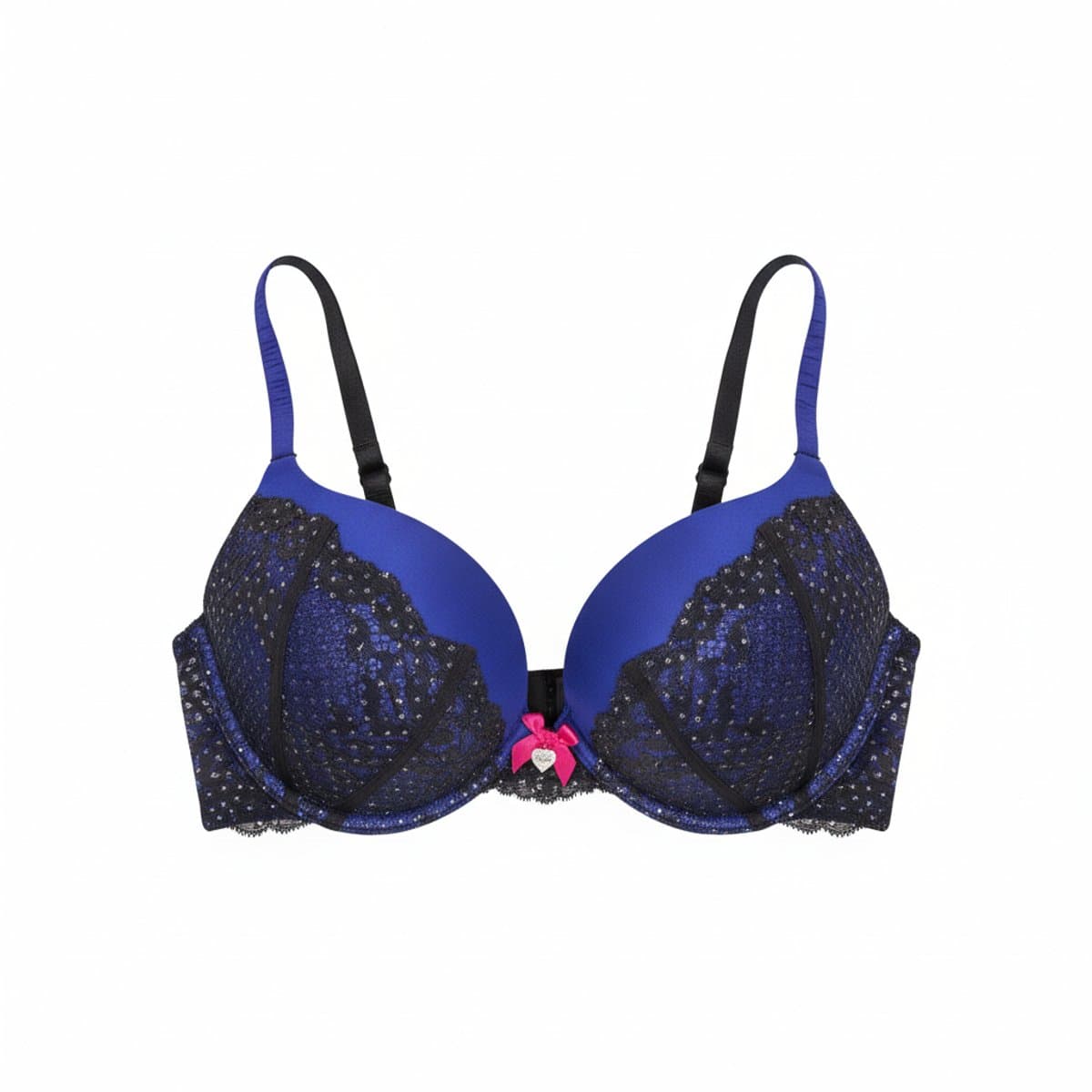 Victoria's Secret Electric Blue & Black Lace Push-Up Bra