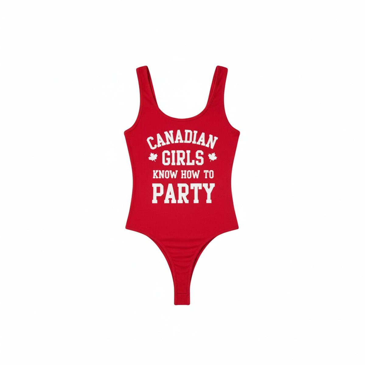 Red 'Canadian Girls' Graphic Bodysuit