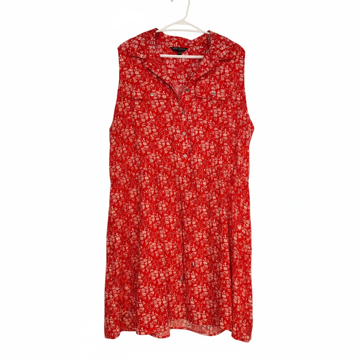 Mario Serrani Vibrant Red Floral Button-Down Shift Dress