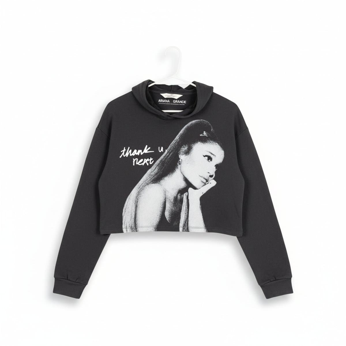 Ariana Grande 'Thank U, Next' Graphic Cropped Hoodie