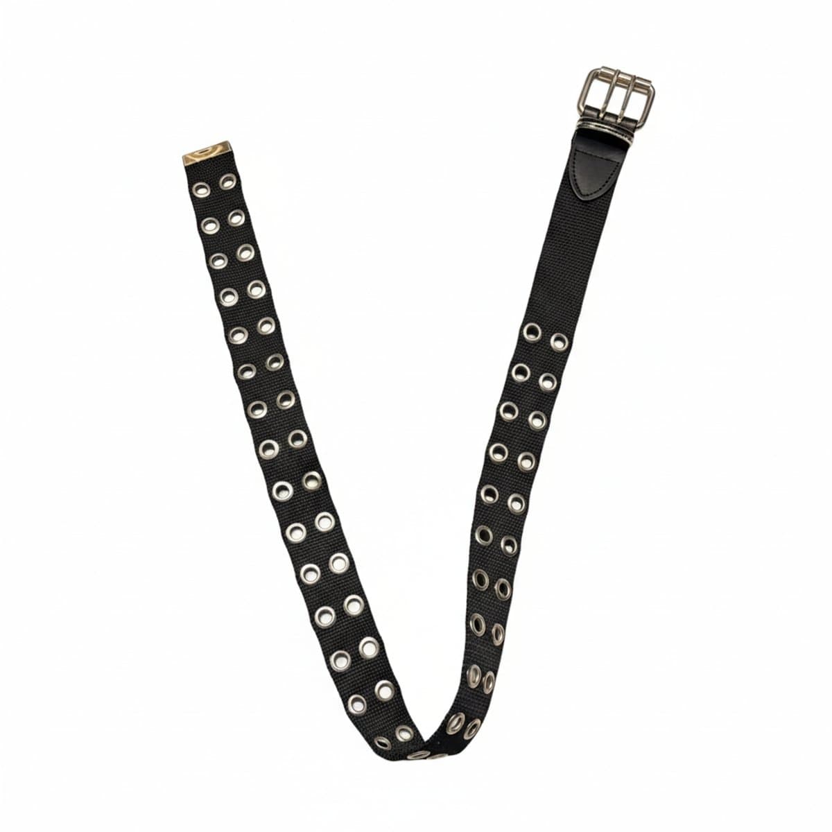 Vintage Black Double Grommet Canvas Web Belt