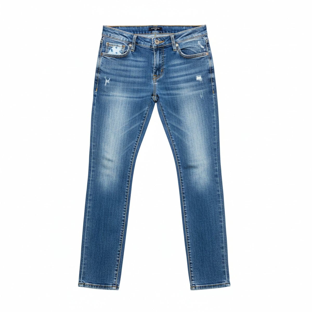 Gossip Medium Wash Distressed Skinny Jeans