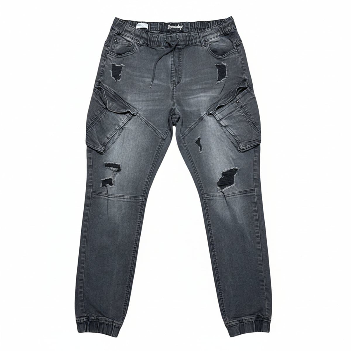 Iconic Logic Distressed Black Cargo Joggers