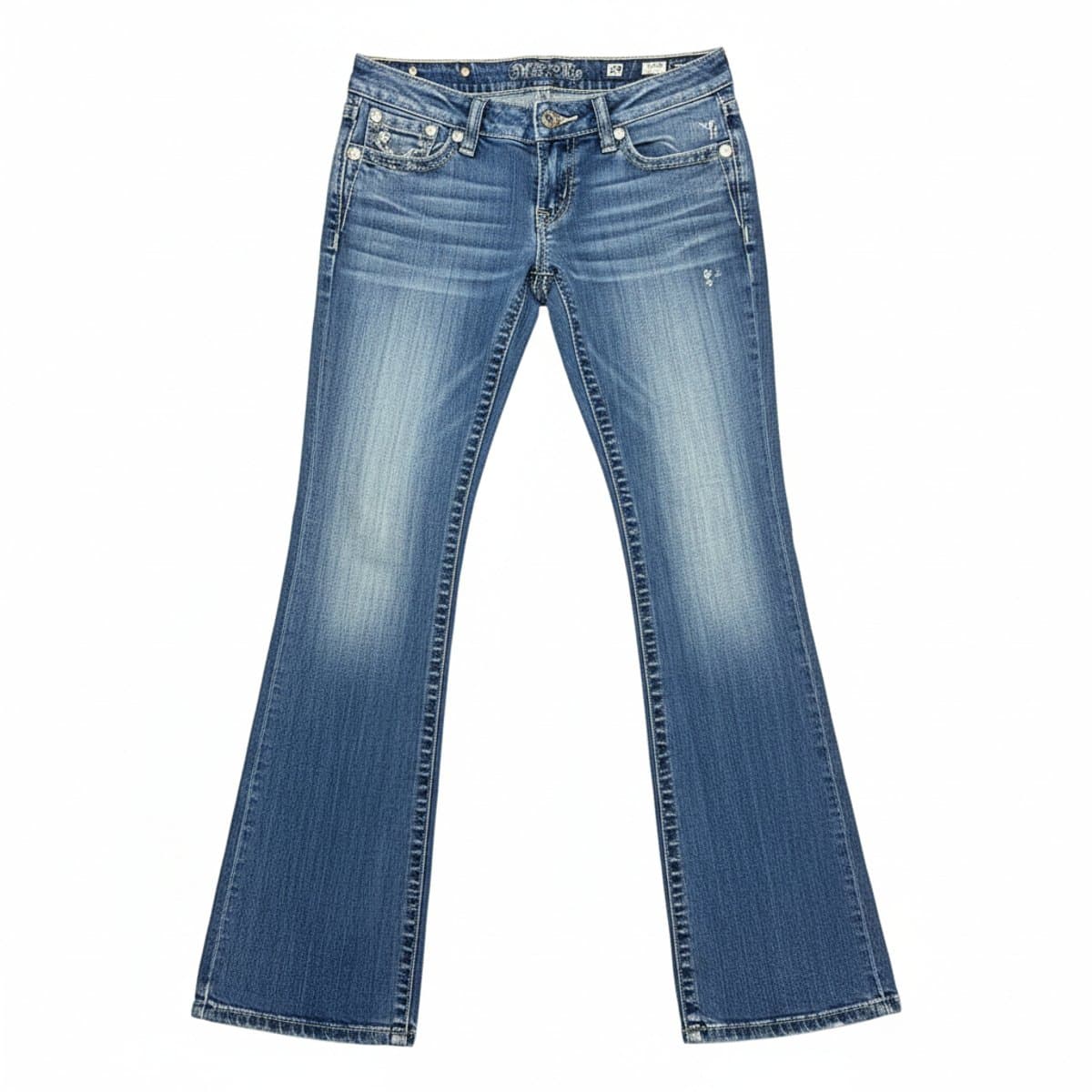 Miss Me Mid-Rise Bootcut Denim Jeans with Signature Embellishments