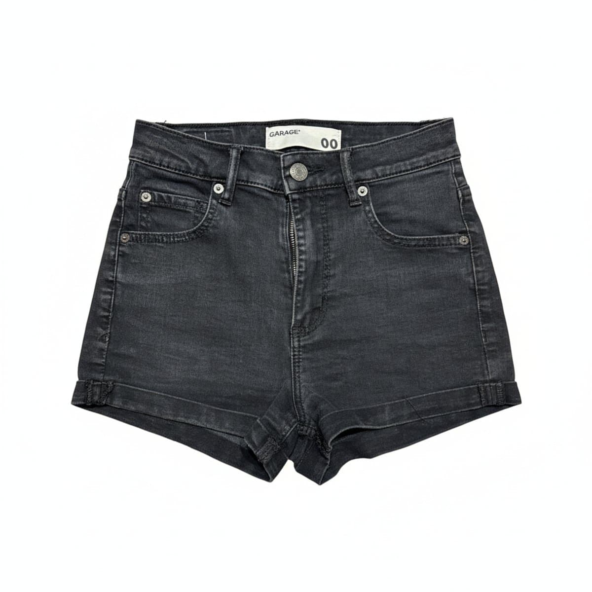 Garage Essential Black Denim High-Rise Shorts