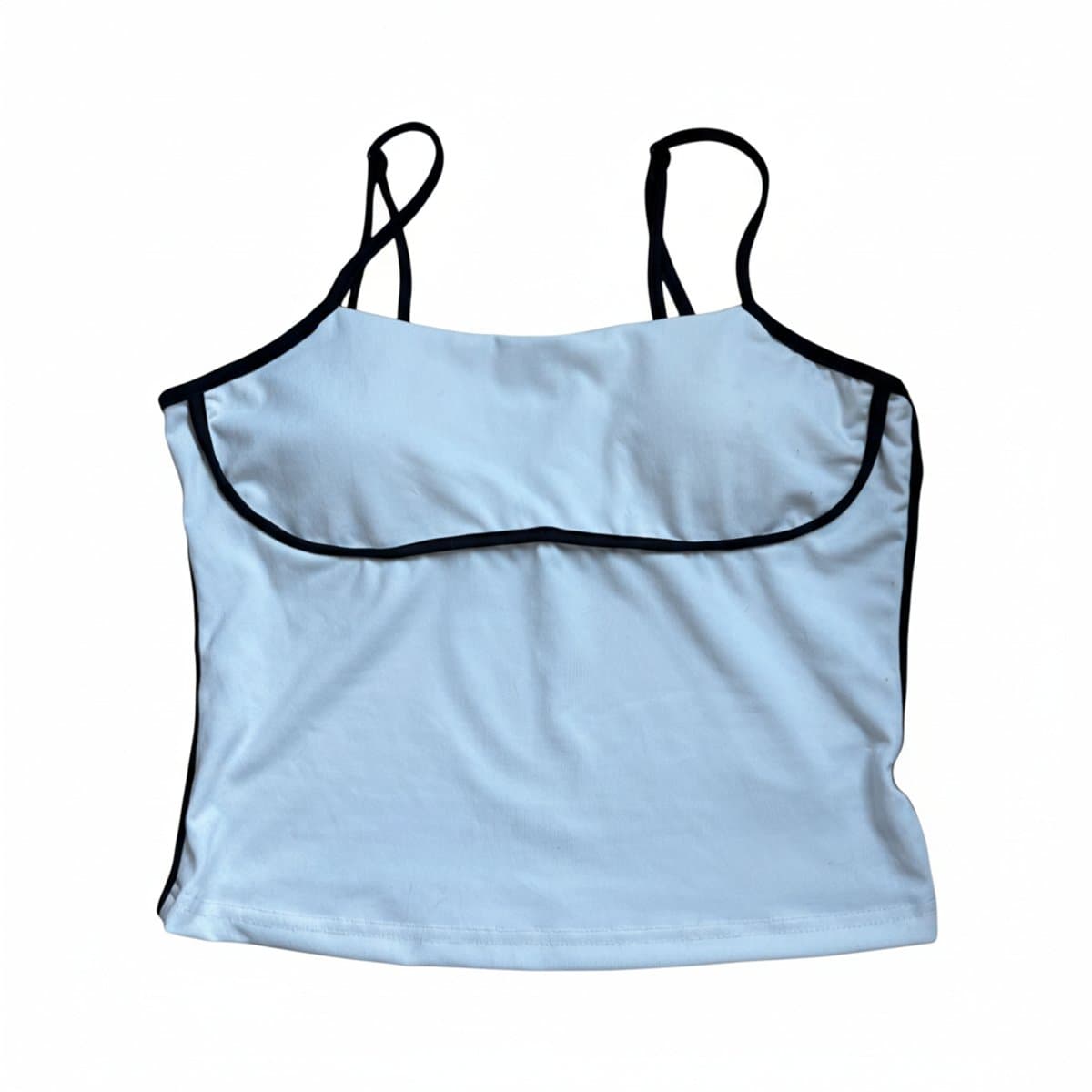 Minimalist White Contrast Piping Camisole Top