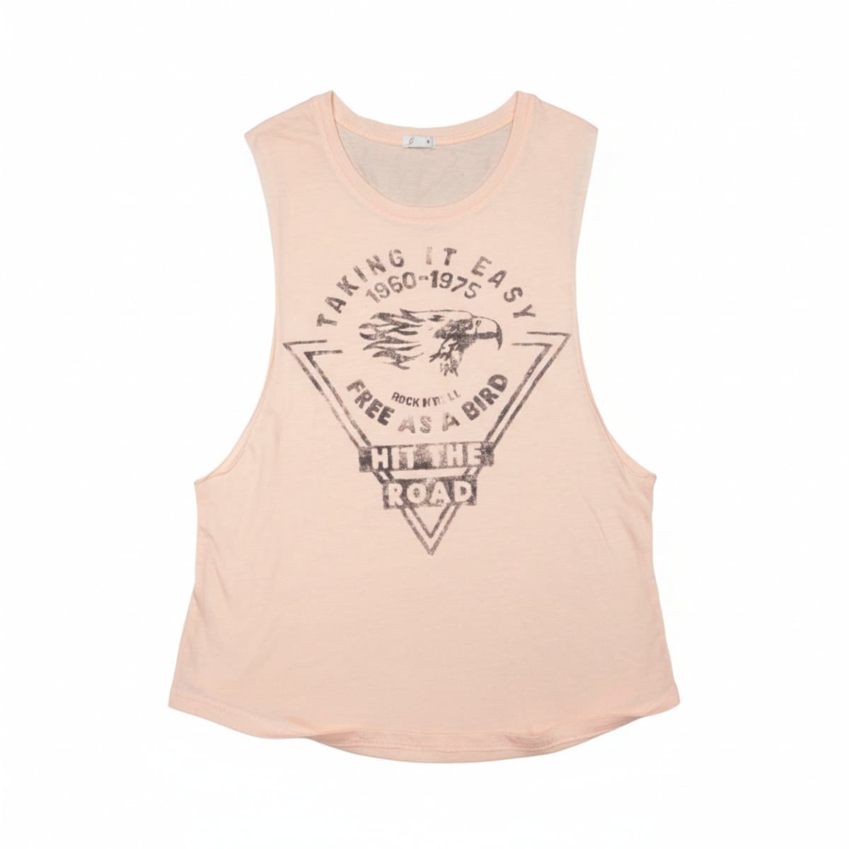 Vintage-Inspired 'Free As A Bird' Peach Graphic Muscle Tank